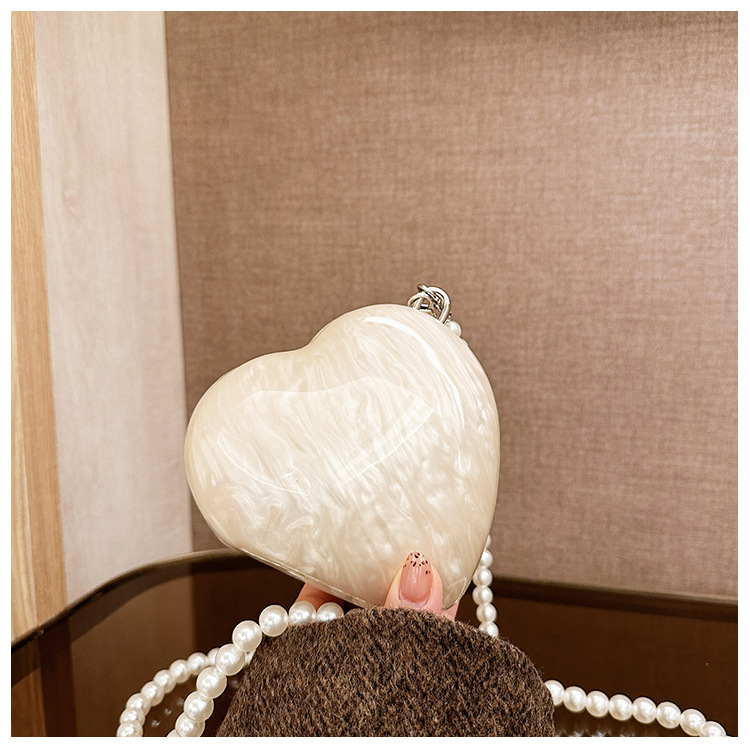 New fashionable and heart-shaped bag for cross-border foreign trade ladies, acrylic evening bag, single-shoulder crossbody banquet handbag Specification drawing