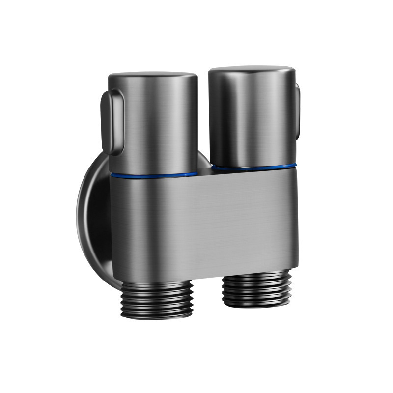 All-copper double-control one-in-two-out Angle valve, stainless steel three-way double-head household mini washing machine, multi-functional faucet Item Picture