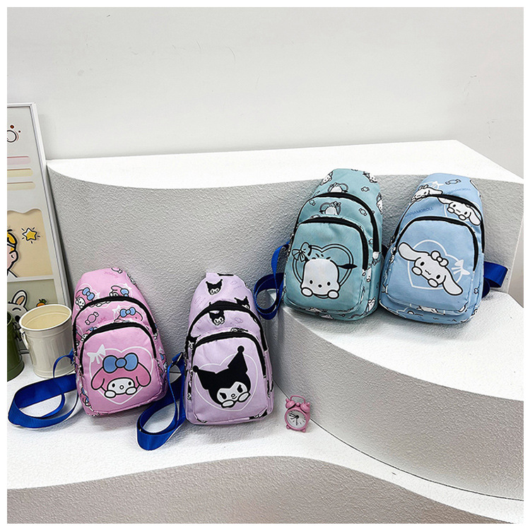 New children's chest bag, cartoon bag, printed canvas bag, cute baby coin purse, fashionable boys' and girls' crossbody bag full figure