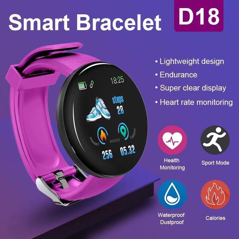 The D18 smart bracelet features a Bluetooth color screen for sports, step counting, blood pressure monitoring, sleep monitoring, heart rate monitoring, and is suitable for outdoor and cross-border activities details Picture