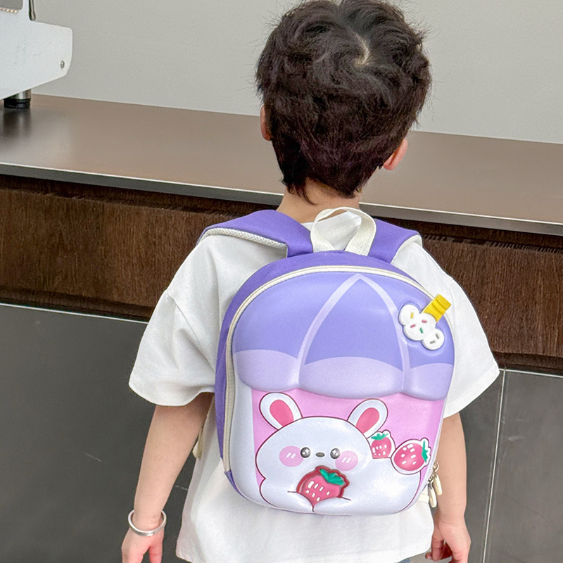 Cartoon rabbit children's hard shell schoolbag, 3-5 years old kindergarten kids, eggshell wrapped boys' and girls' three-dimensional backpacks Specification drawing