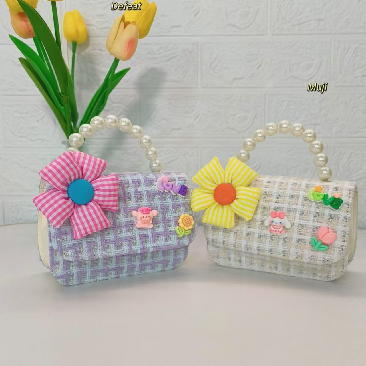 Pearl handbag, Melody Kuromi Princess bag, little girl loose change accessory bag, Chanel-style chain bag, crossbody Specification drawing