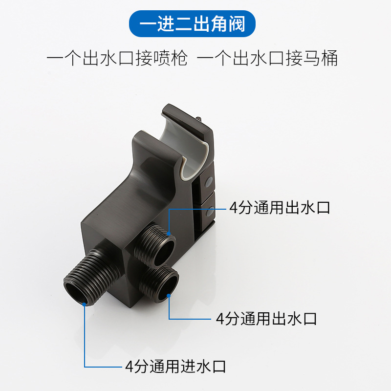 Gun gray copper Angle valve, bathroom toilet companion flushing spray gun, bathroom black feminine washbasin set, pressurized nozzle Application Scenario