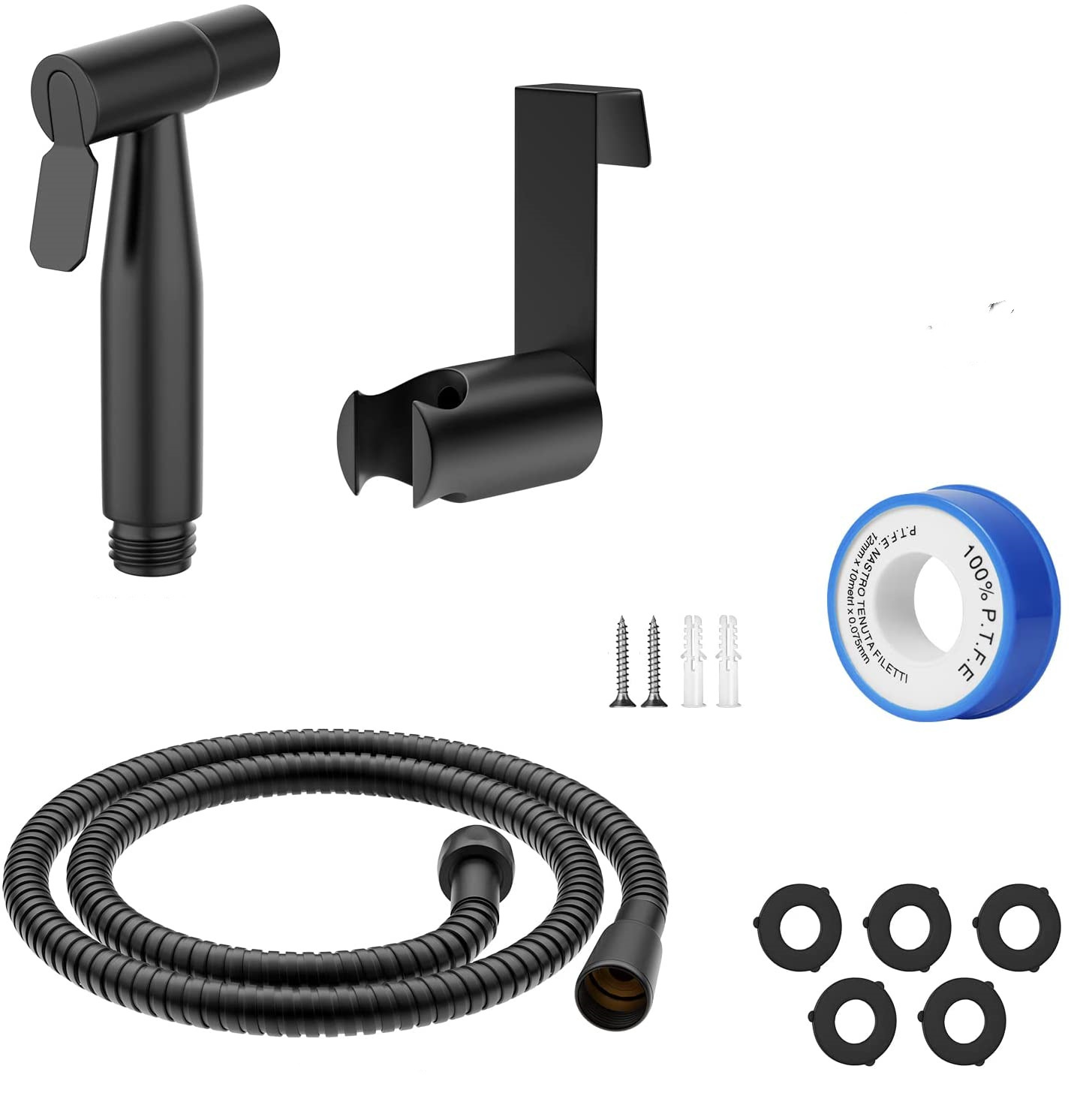 Cross-border 304 stainless steel pressurized feminine washbasin spray brush set, US standard 7/8 toilet sprayer high-pressure flushing spray details Picture