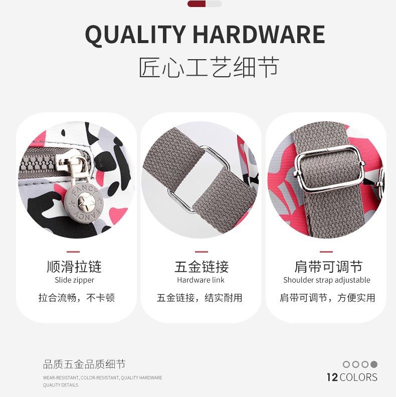 The new backpack for women is simple, fashionable, casual and lightweight. It is made of Oxford cloth and features a high-end printed student bag details Picture