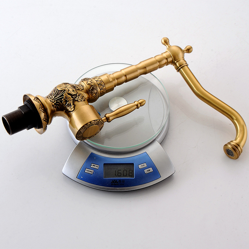 European-style antique thickened full copper carved kitchen faucet, bathroom washbasin, cold and hot water dual household underfloor basin Application Scenario