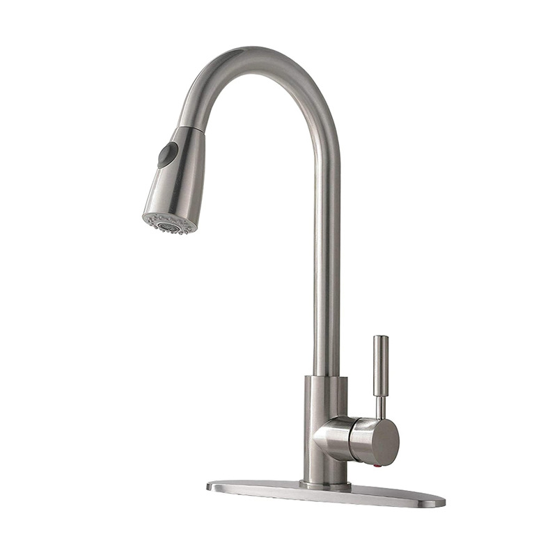 Cross-border pull-out faucet, kitchen cold and hot stainless steel telescopic rotating pull-out sink sink sink faucet Item Picture