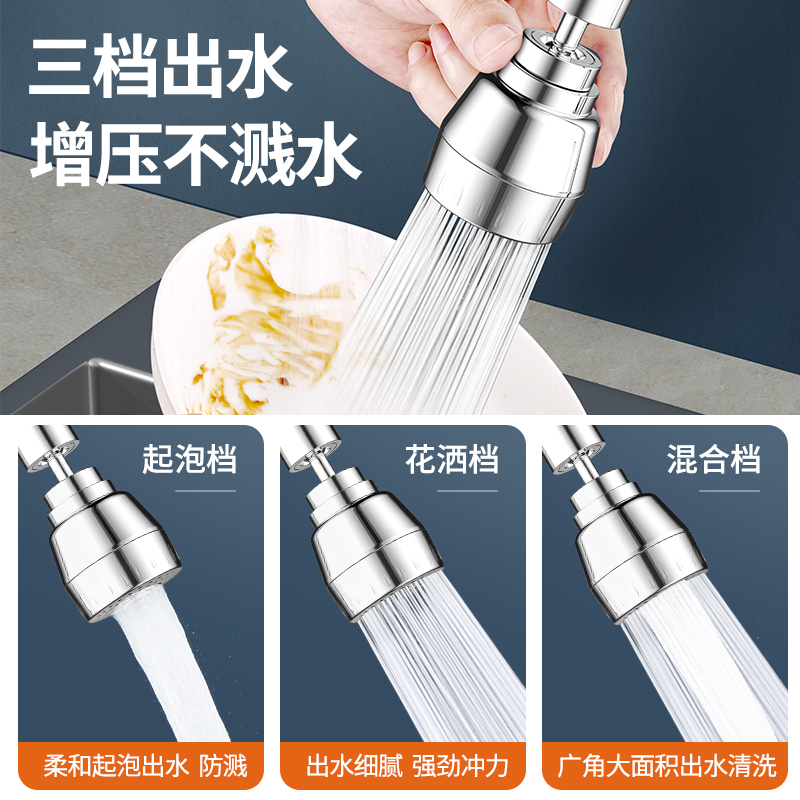 Kitchen faucet extender, anti-splash wonder, special for sink, cold and hot universal external connection, all-copper shower head Specification drawing