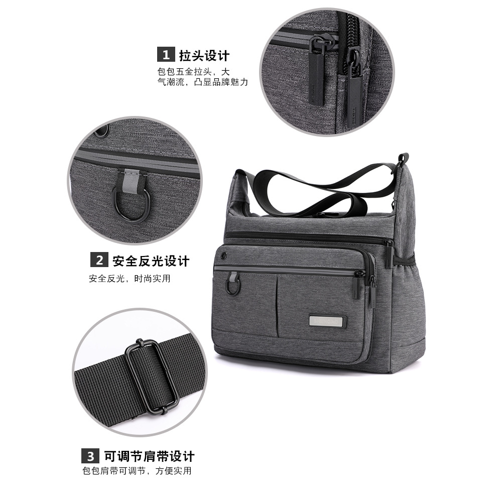 Crossbody single-shoulder bag, crossbody backpack, casual Oxford fabric, large-capacity business shoulder bag, multi-layer cashier street stall bag, men's bag Specification drawing