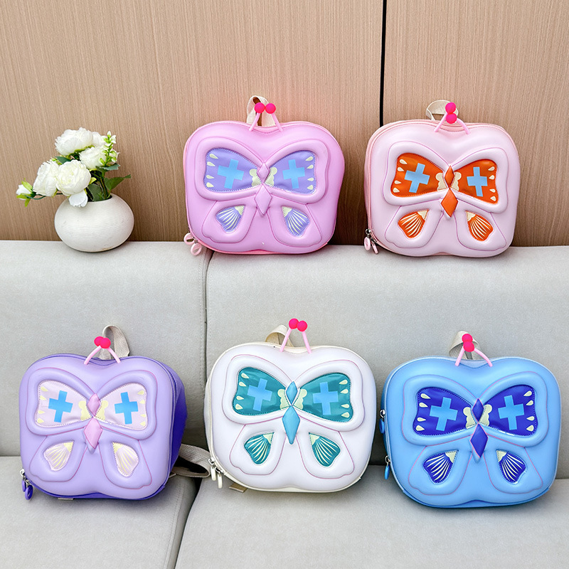 2025 New cartoon bow hard shell Backpack for boys and girls in kindergartens, cute butterfly eggshell backpack full figure