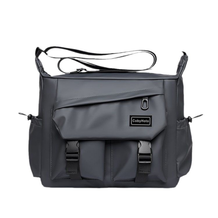 Large-capacity crossbody backpack for men, cross-border trend 2024, fashionable and trendy commuting, simple solid color messenger bag, single-shoulder bag Item Picture