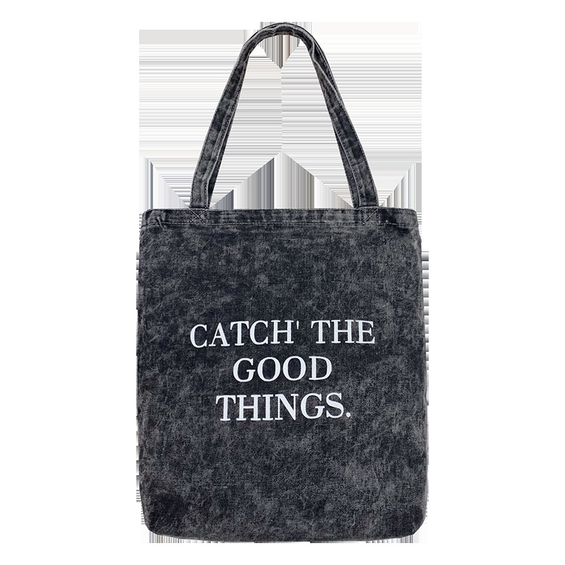 ins Japanese-style versatile denim single-shoulder bag for women's commuting, large-capacity canvas bag, student handbag, retro women's bag trend Item Picture