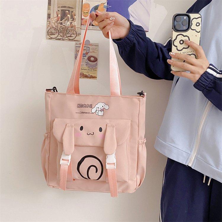 Foreign trade women's bag, large capacity bucket bag, 2024 new style nylon fabric cute cartoon dog shoulder bag, crossbody bag undefined