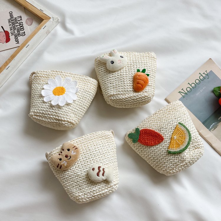 Children's bag 2023 New style single-shoulder bag, coin purse, cartoon-decorated crossbody bag, princess small bag, children's straw woven bag Application Scenario