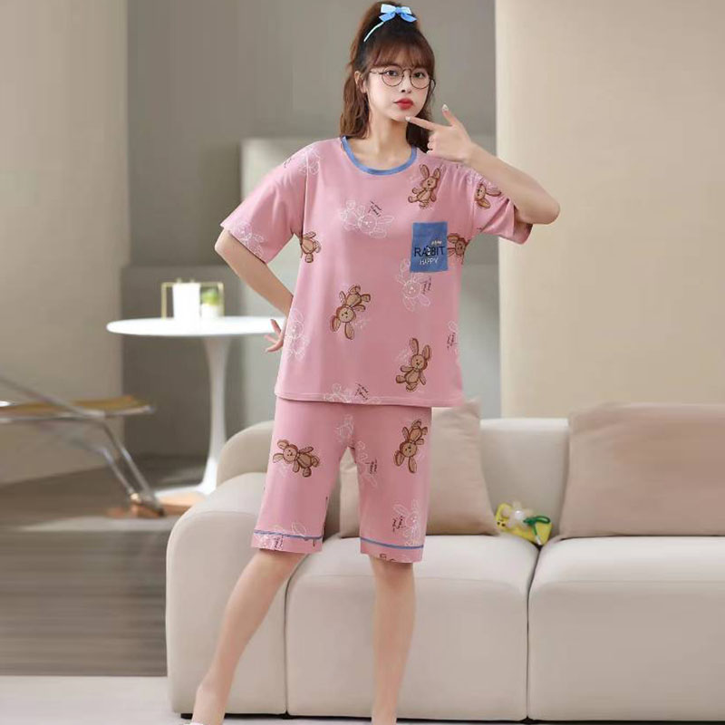 亲肤棉短袖短裤双短新款夏天仿棉时尚低价睡衣外贸批发现货家居服