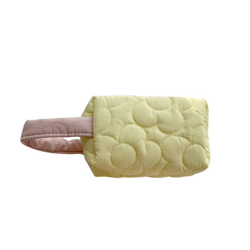 110225 Korean ins Japanese-style quilted polyester flower cosmetic bag, storage and organization bag, portable pen case for women Item Picture