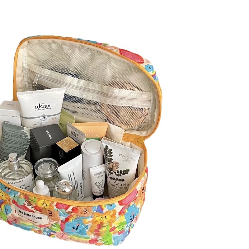 Colorful graffiti makeup bag, cute and girlish, large-capacity portable travel toiletry bag, miscellaneous storage bag, three-piece set Item Picture