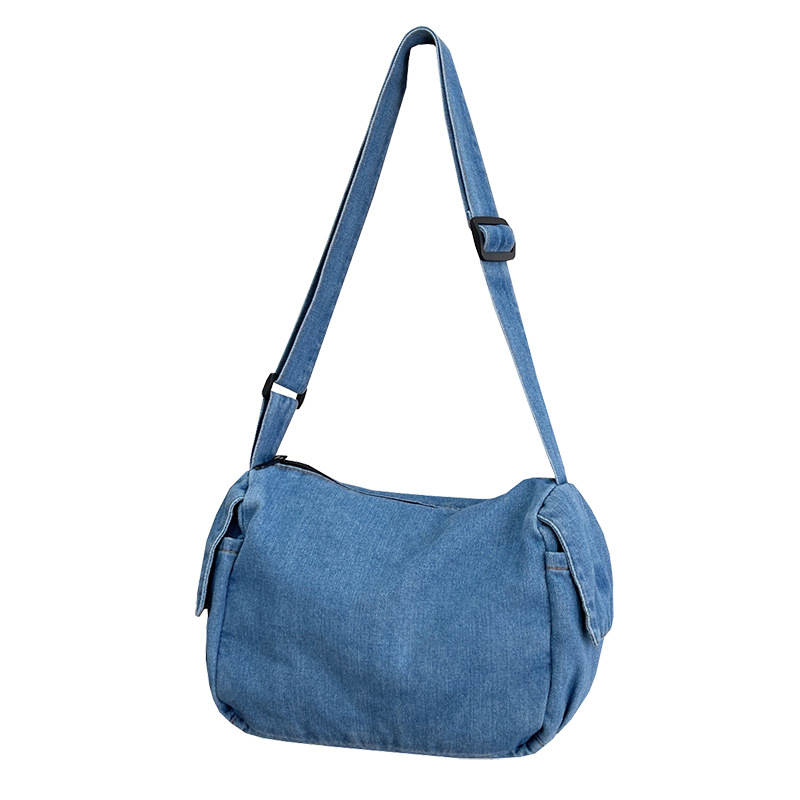 Casual and versatile crossbody bag, women's trendy and simple large-capacity single-shoulder bag, men's Korean-style couple, student denim backpack Item Picture