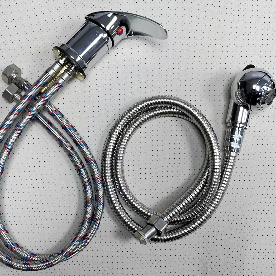 Hair salon shampoo faucet, hair salon shampoo bed hot and cold faucet switch with showerhead hose, shower bed accessories full figure