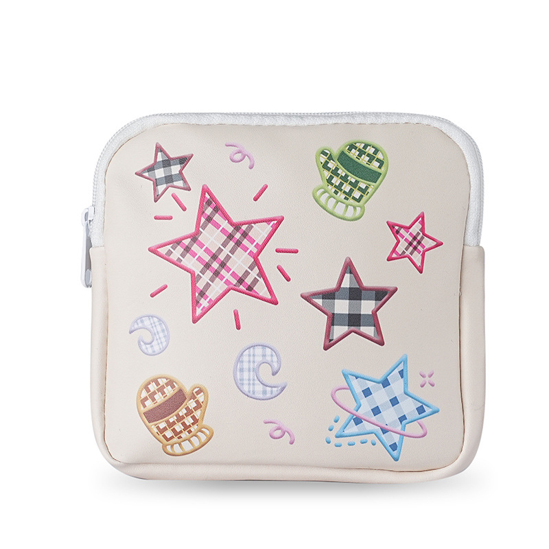 New sanitary napkin storage bag, monthly care small bag, student portable, cute girl canvas star storage bag Item Picture