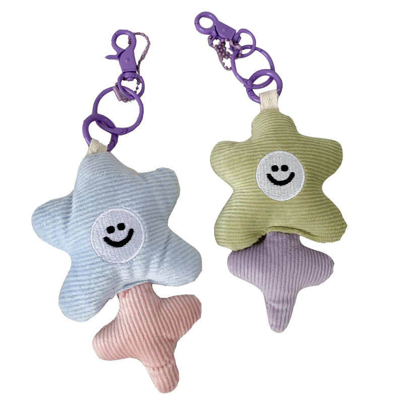 19213 Little Flower smiling keychain Pendant, cute and ins-style schoolbag pendant, fabric decoration, student gift Item Picture