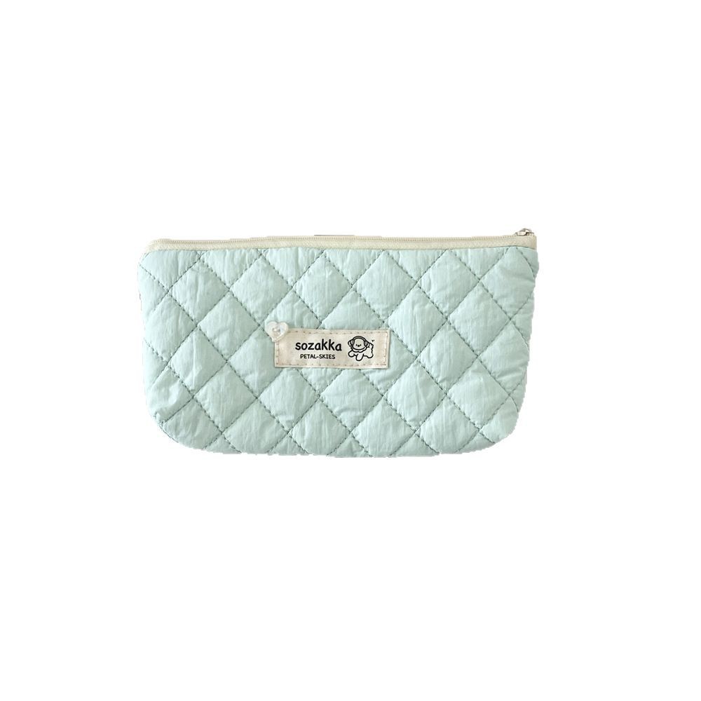 54142 diamond-shaped cosmetic bag, quilted, high appearance level, large capacity student stationery bag, portable pen case, class pencil case Item Picture