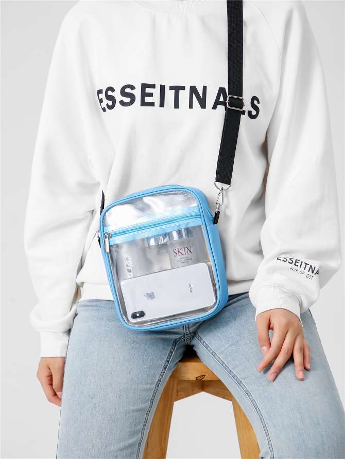 Cross-border transparent PVC single-shoulder crossbody bag, women's ins jelly bag, versatile and simple swimming bag, summer waterproof small square bag detail image 5