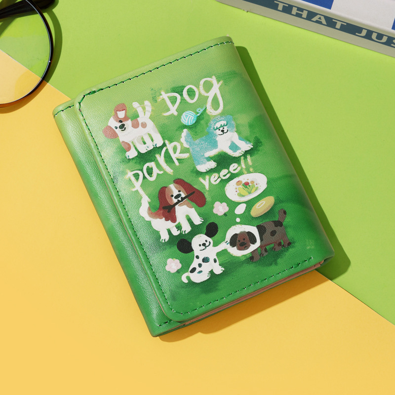 The "Spring Outing Puppy Wallet" features a compact card holder with a large capacity and multiple card slots. It is a new 2024 women's coin purse with a short wallet and is a niche men's coin purse Application Scenario