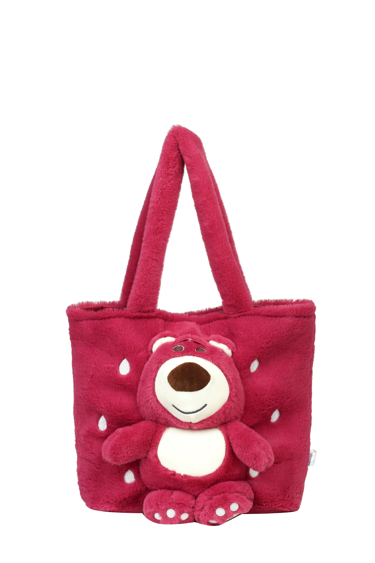 Cute strawberry bear doll handbag for girls 2023 new style fashionable cartoon plush bag soft and cute girl single room bag Item Picture