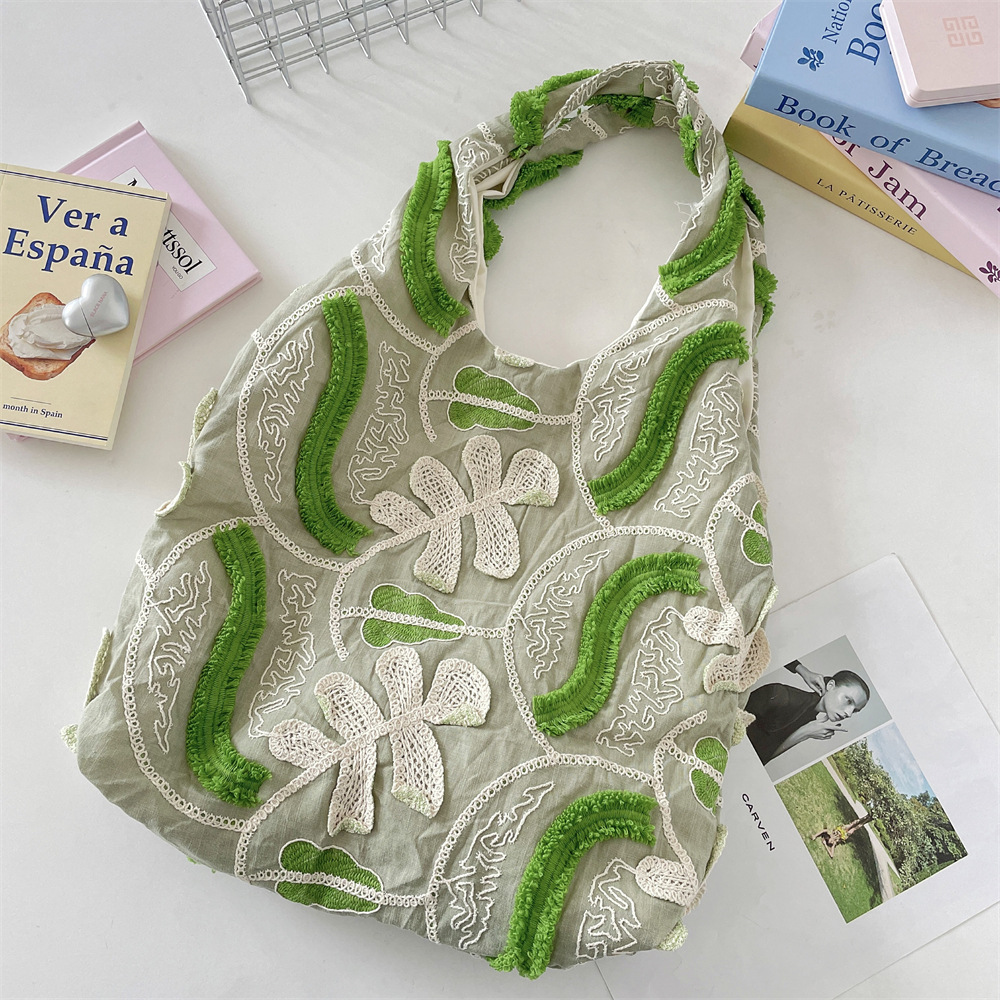 56111 Summer New three-dimensional lace flower retro underarm bag, girlish single-shoulder bag, shopping handbag Specification drawing