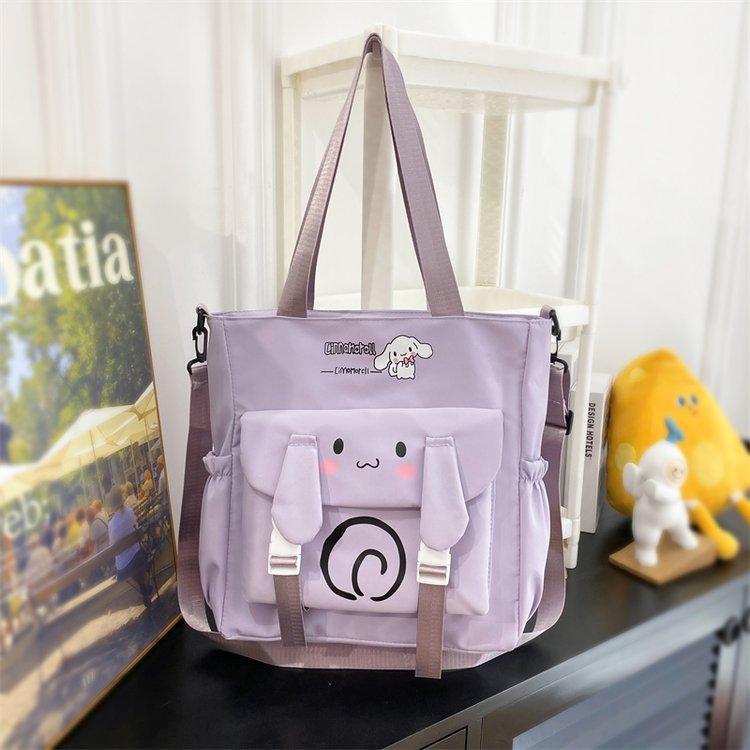 Foreign trade women's bag, large capacity bucket bag, 2024 new style nylon fabric cute cartoon dog shoulder bag, crossbody bag undefined