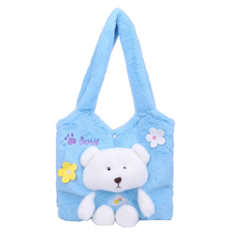 A Korean version of a fresh and cute three-dimensional bear named MAO MAO hand-carried bag with a girlish heart. A large-capacity single-shoulder storage bag for students going out Item Picture