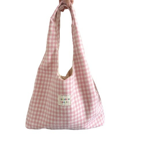 48201 Korean Instagram new laid-back and sweet checkered woolen single-shoulder shopping bag casual commuting vest bag Item Picture