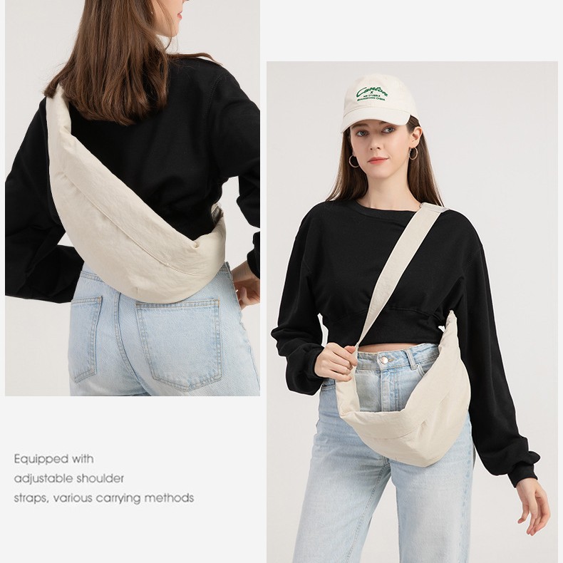 Cross-border chest bag, women's lightweight baguette bag, fashionable and versatile crossbody bag, multi-functional croissant bag, women's simple dumpling bag full figure