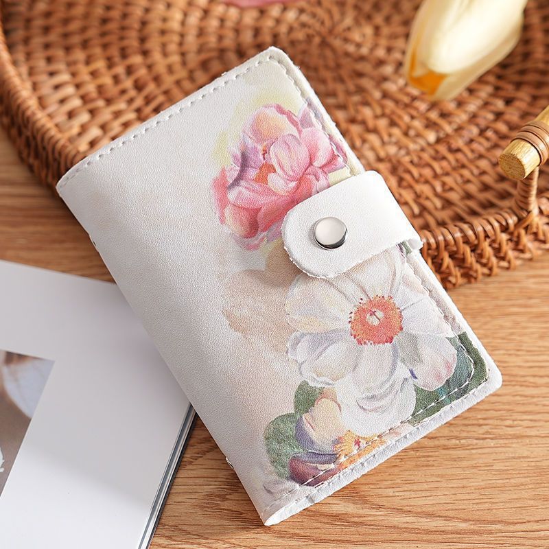 New oil painting card bag for women, anti-demagnetization card slot, bank card and certificate storage bag for men, anti-theft large-capacity card details Picture
