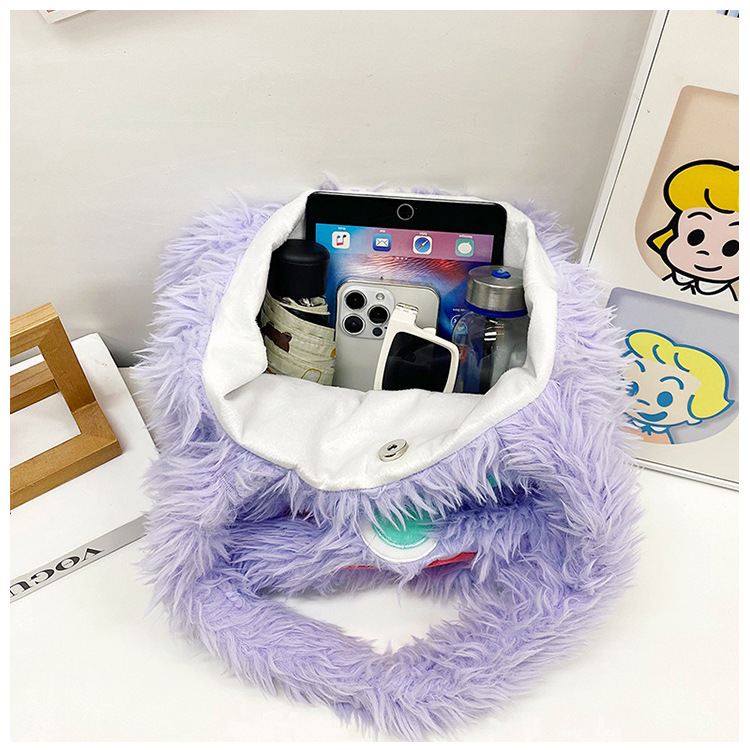 Plush toys, children's cartoon backpack, single-shoulder crossbody bag, girl's handbag, cute strawberry bear, Dingdang cat, versatile undefined