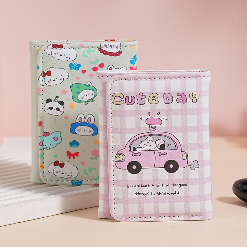 New cartoon regular three-fold wallet, cute and creative portable short wallet for ladies, card case, driver's license integrated full figure