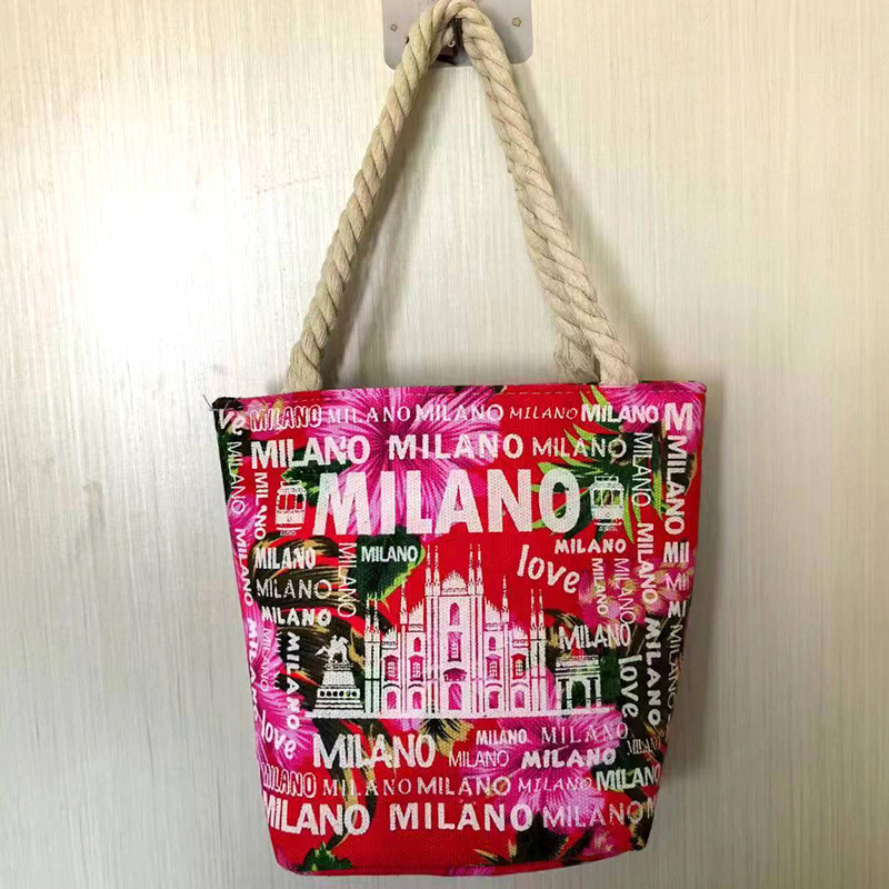 Cross-border foamed letter printed canvas bags, tourist souvenirs, Dubai bags, women's single-shoulder bags, handbag wholesale details Picture
