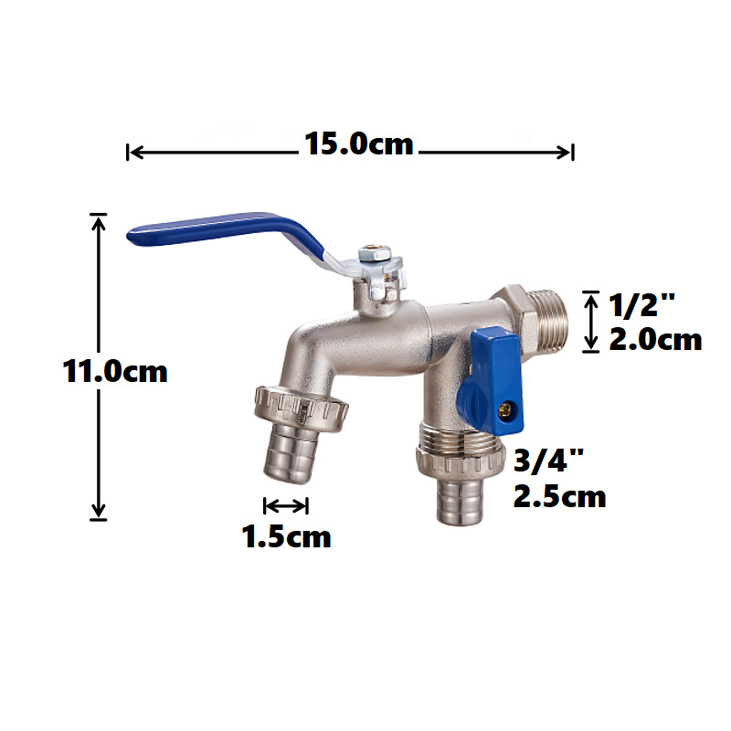 Cross-border exclusive gardening double water outlet zinc alloy faucet, one in and two out double pacifier, belt faucet [Blue] Application Scenario