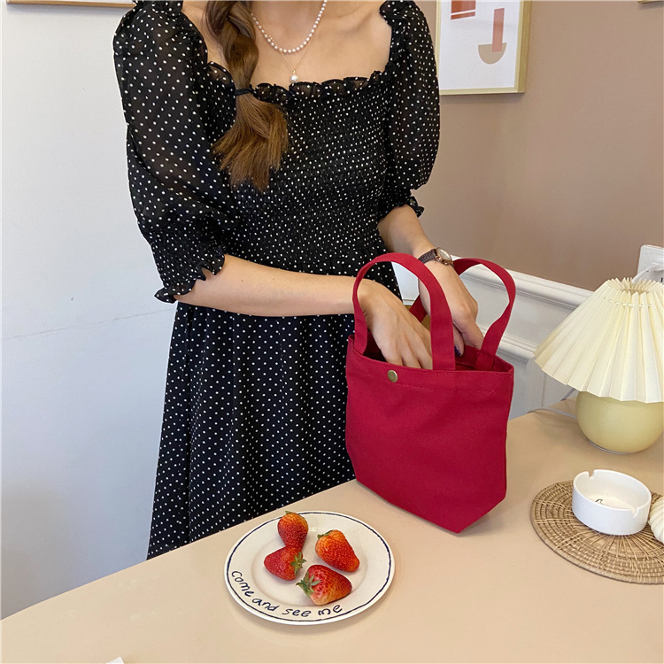 【 In Stock 】A04163 Korean hand-held canvas bag, simple lunch box bag, small cloth bag for work, hand-held lunch box bag Item Picture