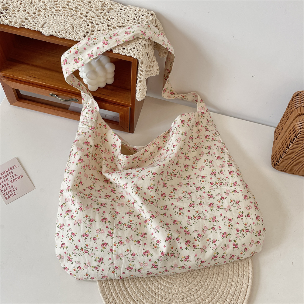 54211 Summer patchwork Floral Bag for Women, new Korean-style casual underarm bag, commuting single-shoulder crossbody canvas bag Specification drawing