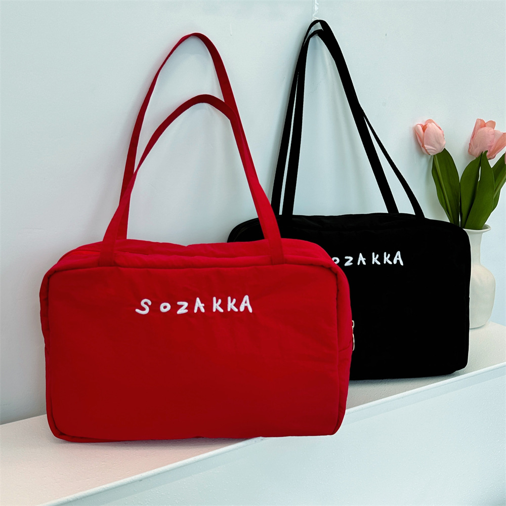 4861 College-style canvas bag for women, 2024 new niche underarm bag, casual large-capacity single-shoulder tote bag full figure