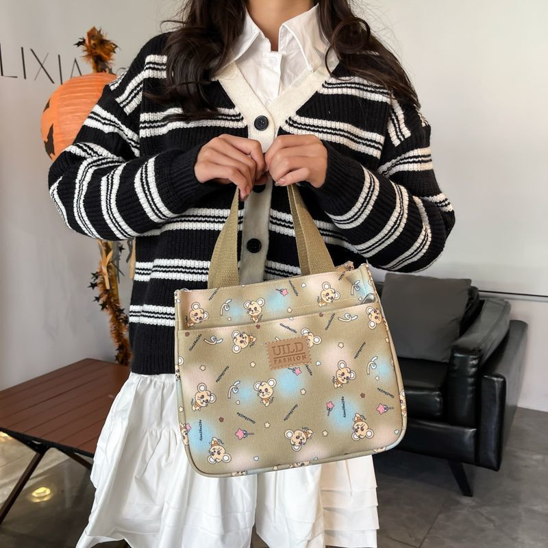 New Korean-style waterproof multi-layer large-capacity work handbag for women, hand-held lunch box bag, snack bag and mommy bag Specification drawing
