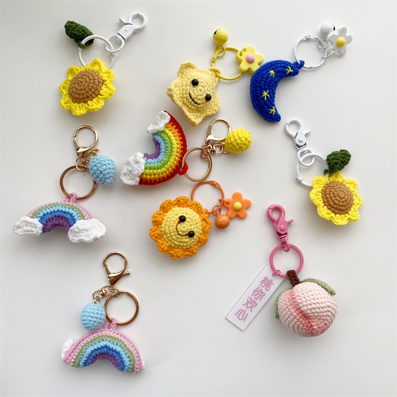 11088 Japanese and Korean style ins hand-woven wool keychain pendant, cute and creative bag accessory, USB flash drive pendant full figure
