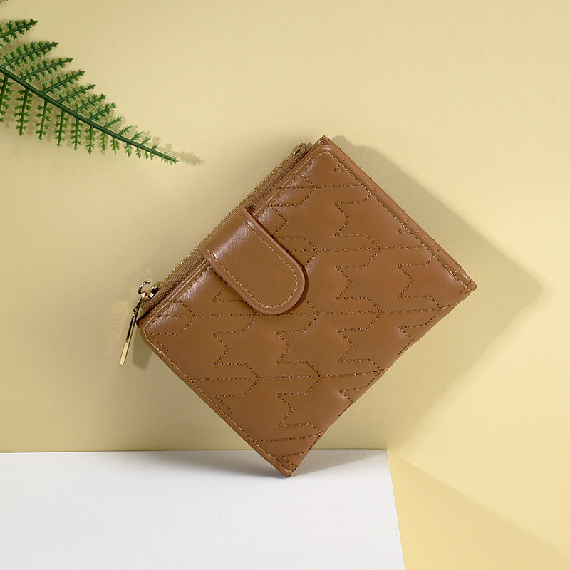The new women's wallet with zipper grid folding, WaIIet cross-border multi-functional coin purse, features a high-end quality for students details Picture