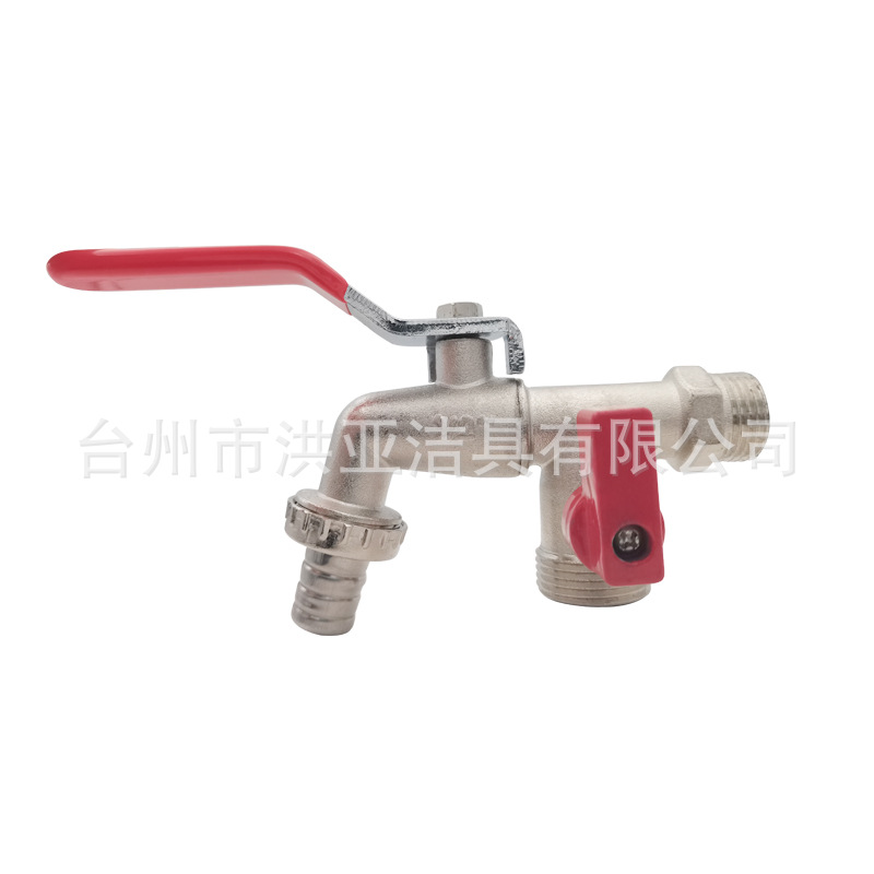 The manufacturer produces zinc alloy 4-inch one-inlet and two-outlet washing machine ball valves, faucets, garden double-outlet electroplated faucets full figure