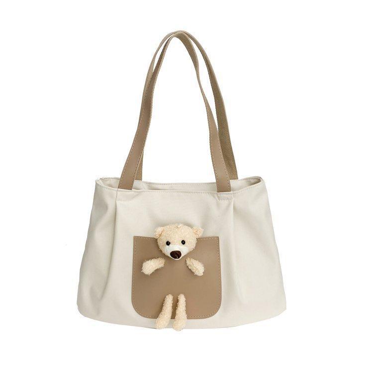 Japanese-style casual large-capacity nylon single-shoulder bear girls' bag, new autumn and winter crossbody bag, cute girl tote bag undefined