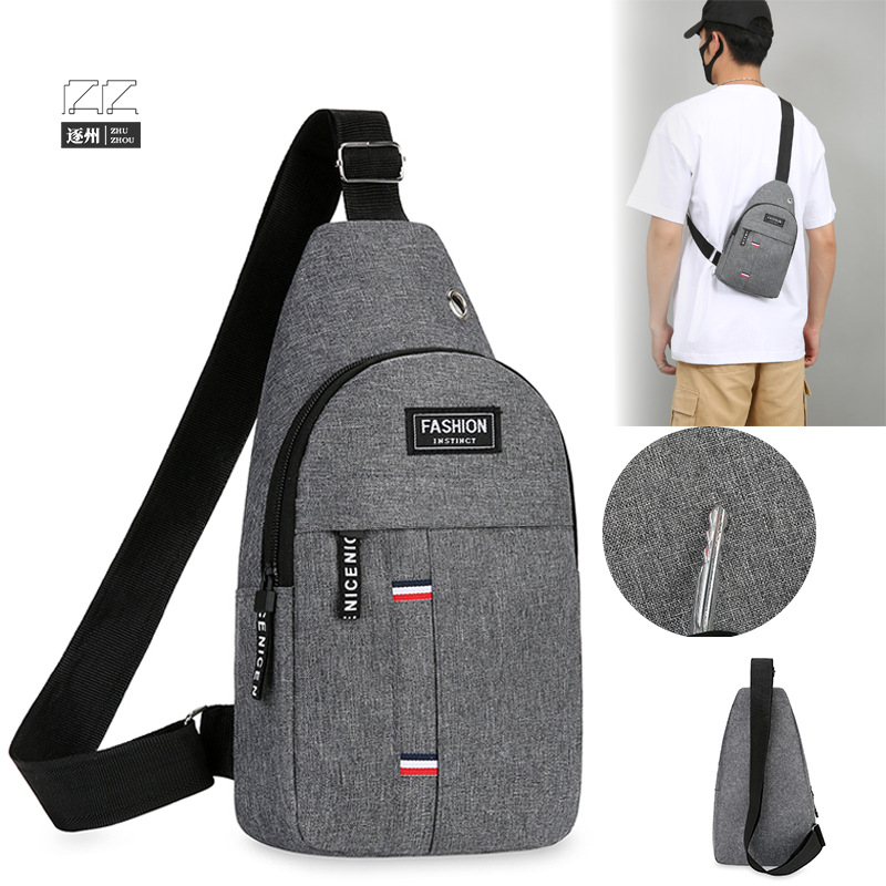 bag Men's fashionable chest bag, casual and convenient single-shoulder bag, Oxford fabric trendy chest bag, outdoor commuting crossbody bag full figure
