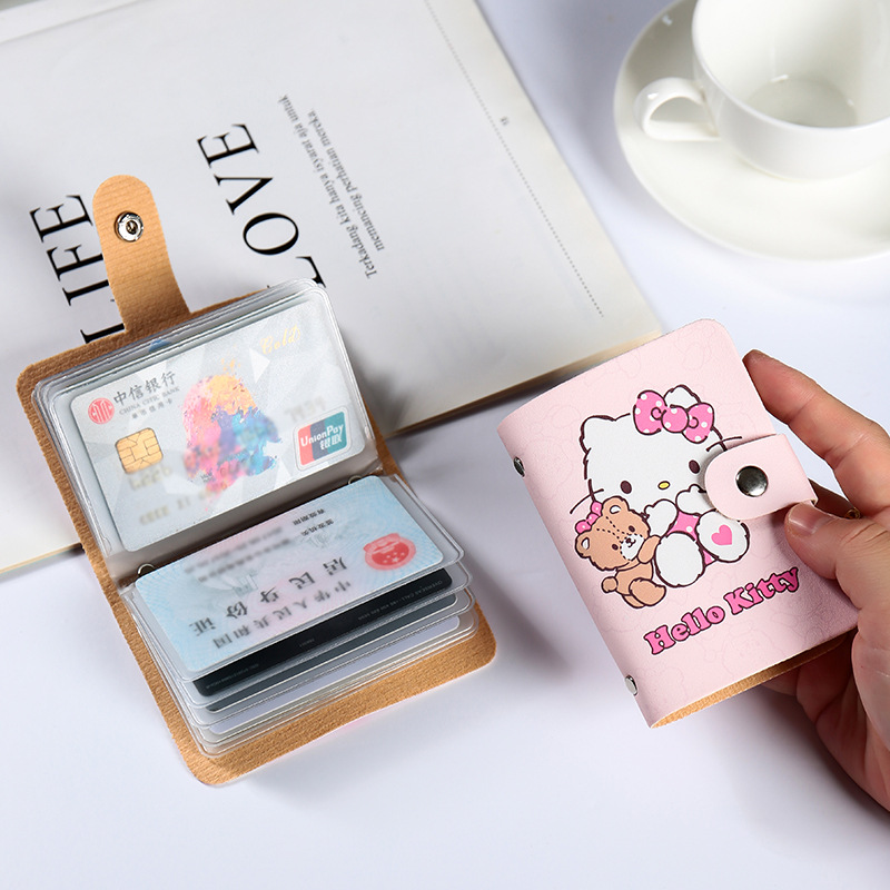 Cute cat cartoon card case for female students, anti-demagnetization, large-capacity portable, compact and multi-functional card holder and business card holder Application Scenario