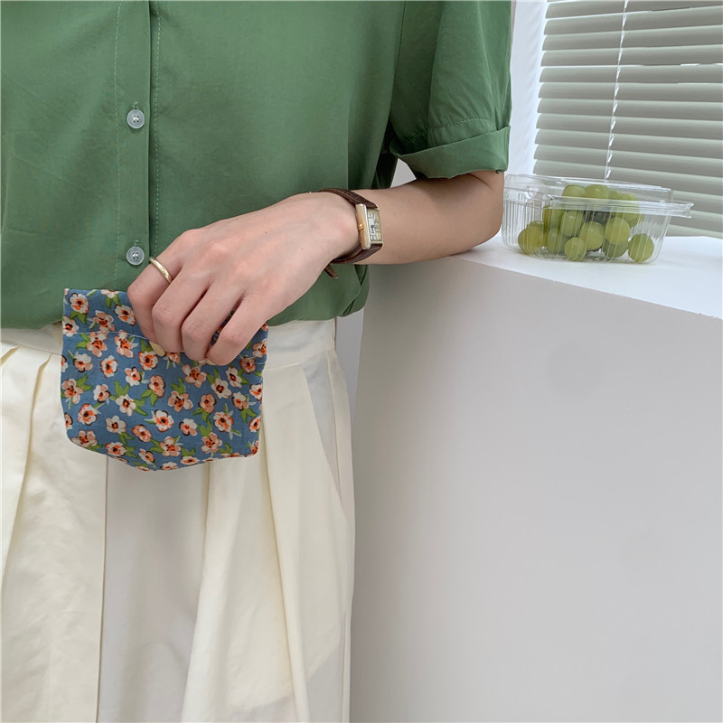 17201 Portable spring clip gold coin purse, women's retro floral storage bag, hand-carry small bag details Picture